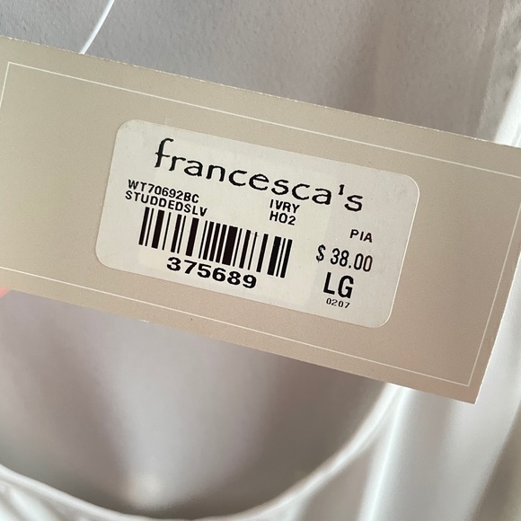 Womens White or Ivory Flowy Tank Top with Sparkle - Picture 5 of 7